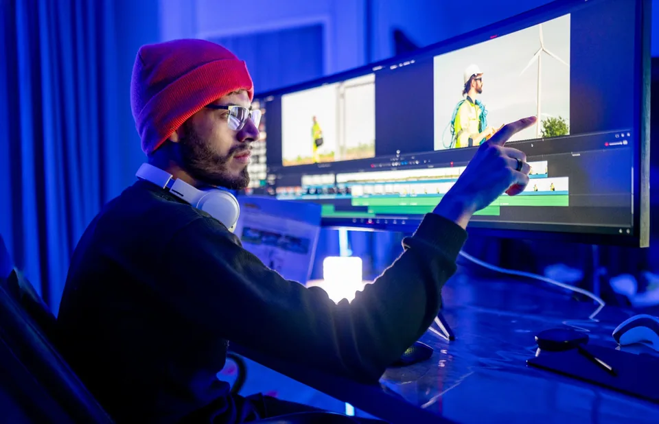 Montażysta pracujący nad bardziej zaawansowaną postprodukcją filmu